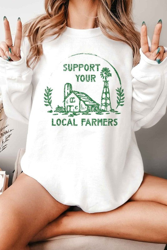 SUPPORT YOUR LOCAL FARMERS GRAPHIC SWEATSHIRT