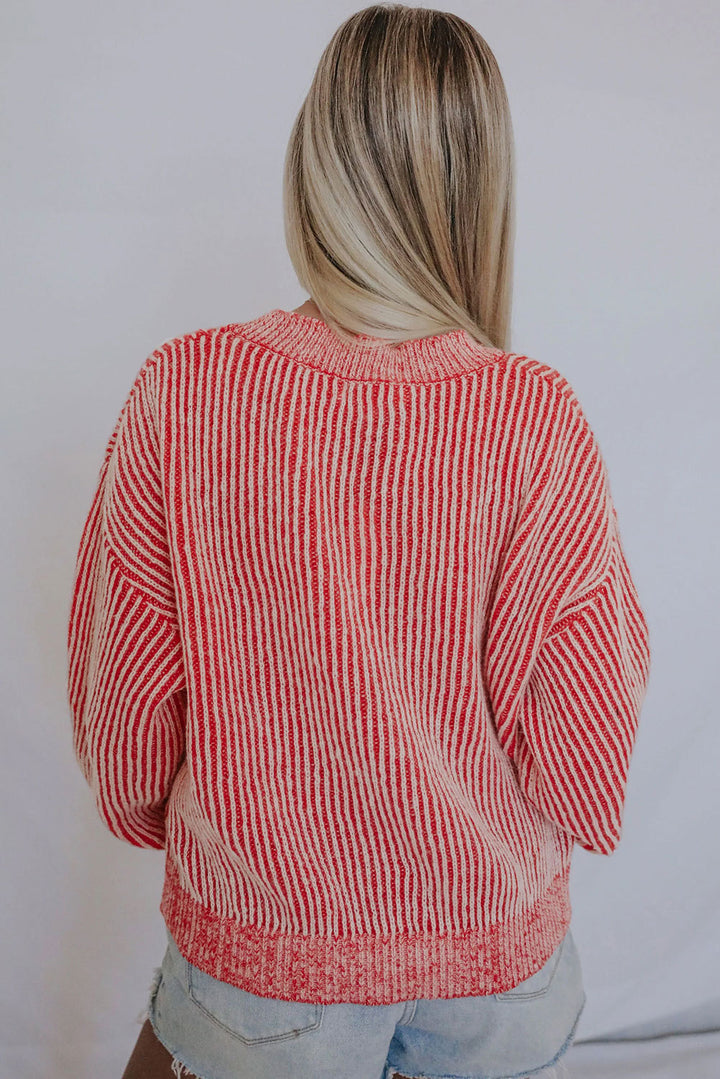PRE-ORDER: Ribbed Dropped Shoulder Round Neck Sweater