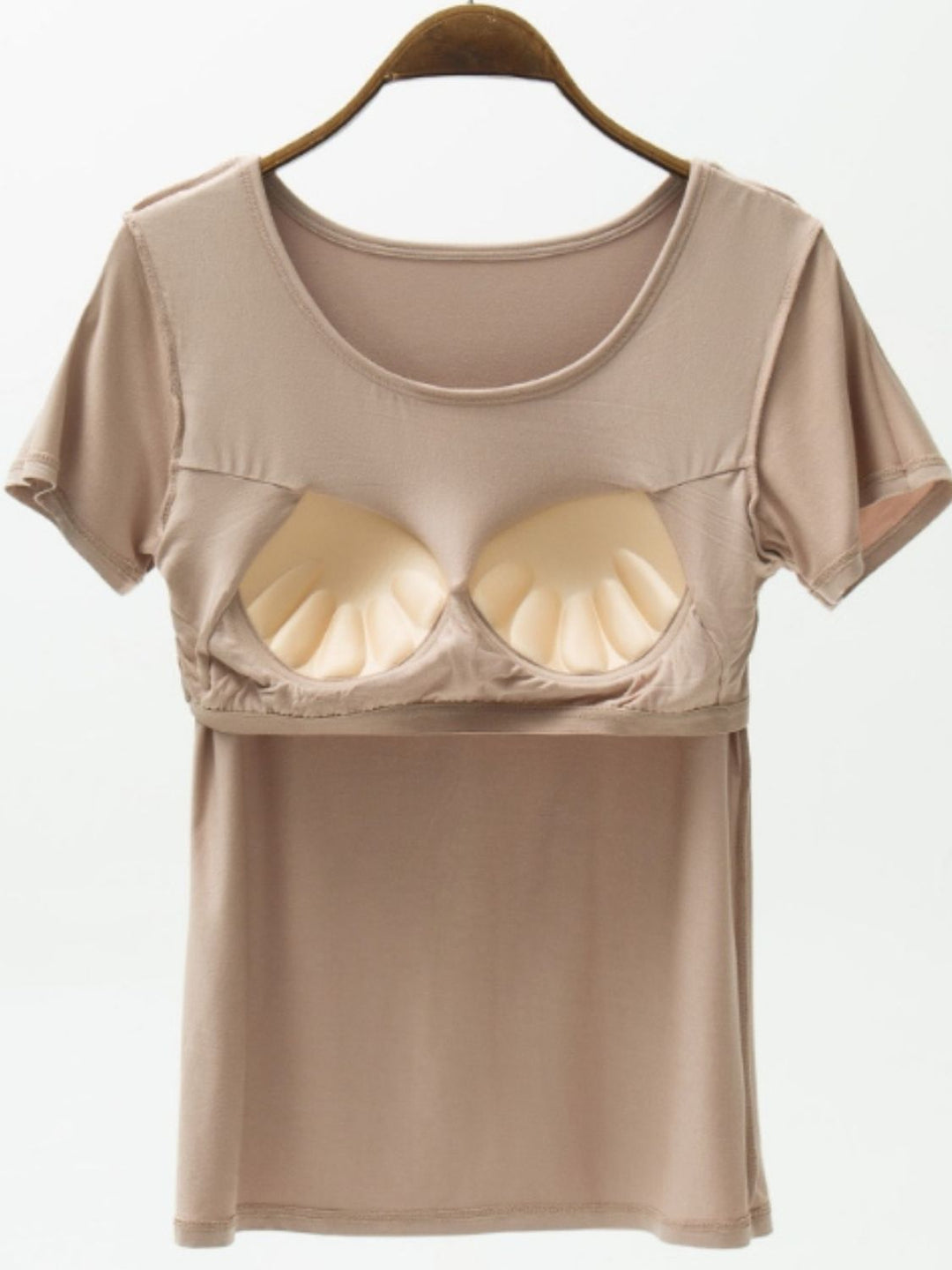 PRE-ORDER: Round Neck Modal T-Shirt with Bra