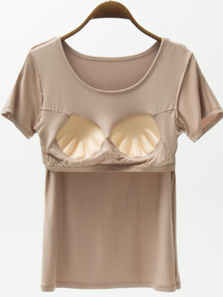 PRE-ORDER: Round Neck Modal T-Shirt with Bra