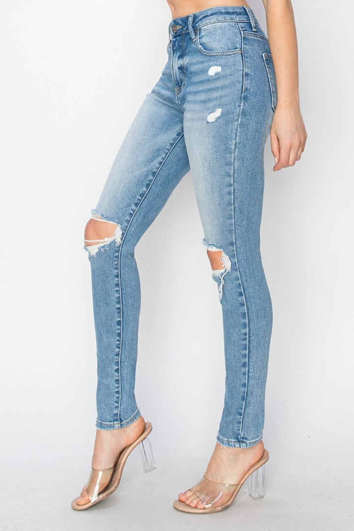 PRE-ORDER: Risen Full Size High Rise Knee Distressed Skinny Jeans