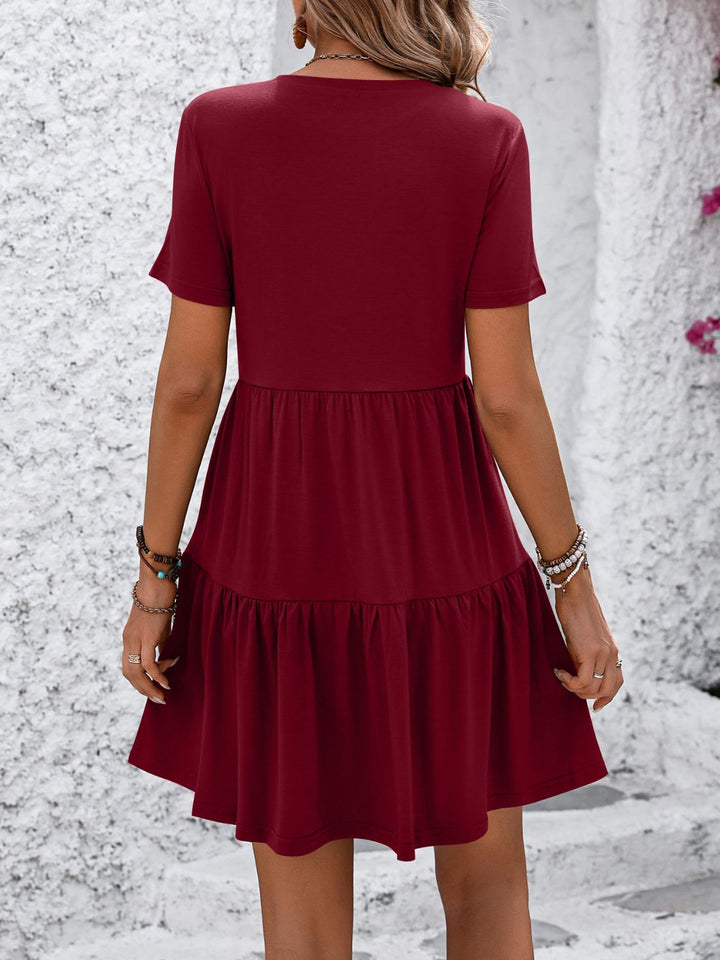 PRE-ORDER: Mandy Round Neck Short Sleeve Mini Dress