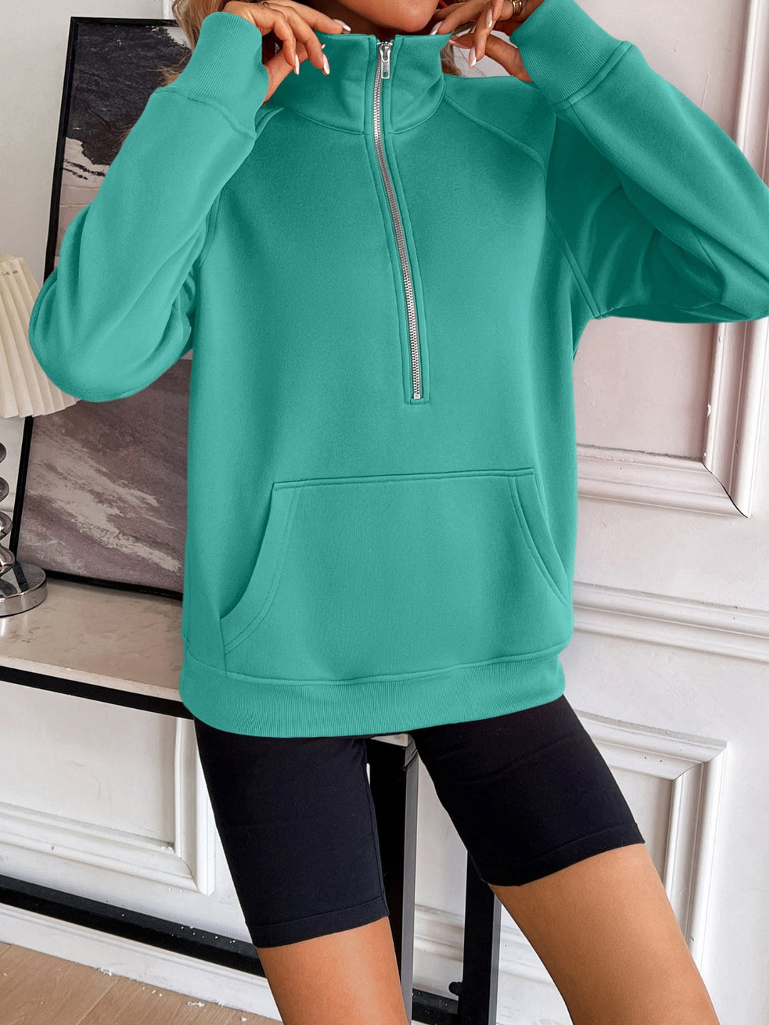 PRE-ORDER: Ivy Lane Half Zip Raglan Sleeve Sweatshirt