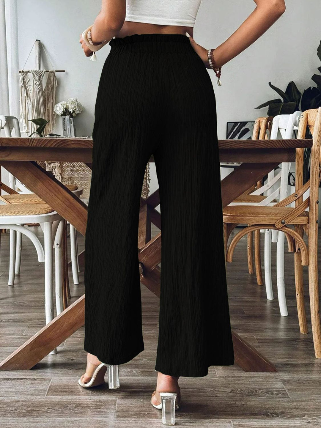 PRE-ORDER: Pocketed Elastic Waist Wide Leg Pants