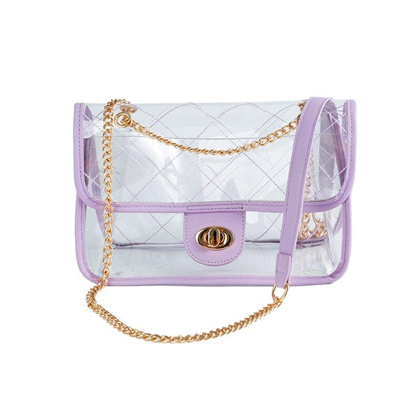 TRENDY  HIGH QUALITY QUILTED CLEAR PVC BAG