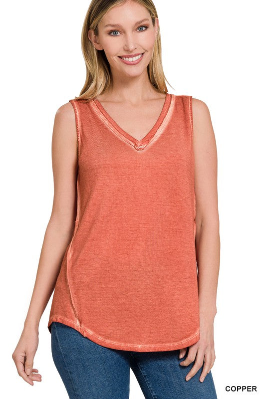 Comfy Vibes Washed Sleeveless Top
