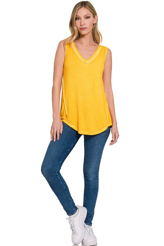 Comfy Vibes Washed Sleeveless Top