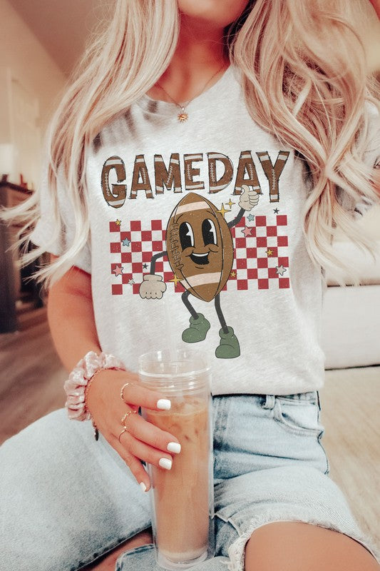 CHECKERED GAME DAY FOOTBALL GRAPHIC TEE