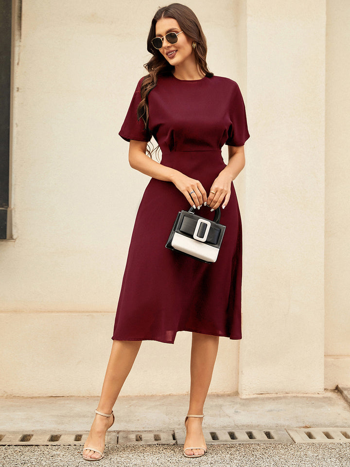 PRE-ORDER: Round Neck Short Sleeve Midi Dress