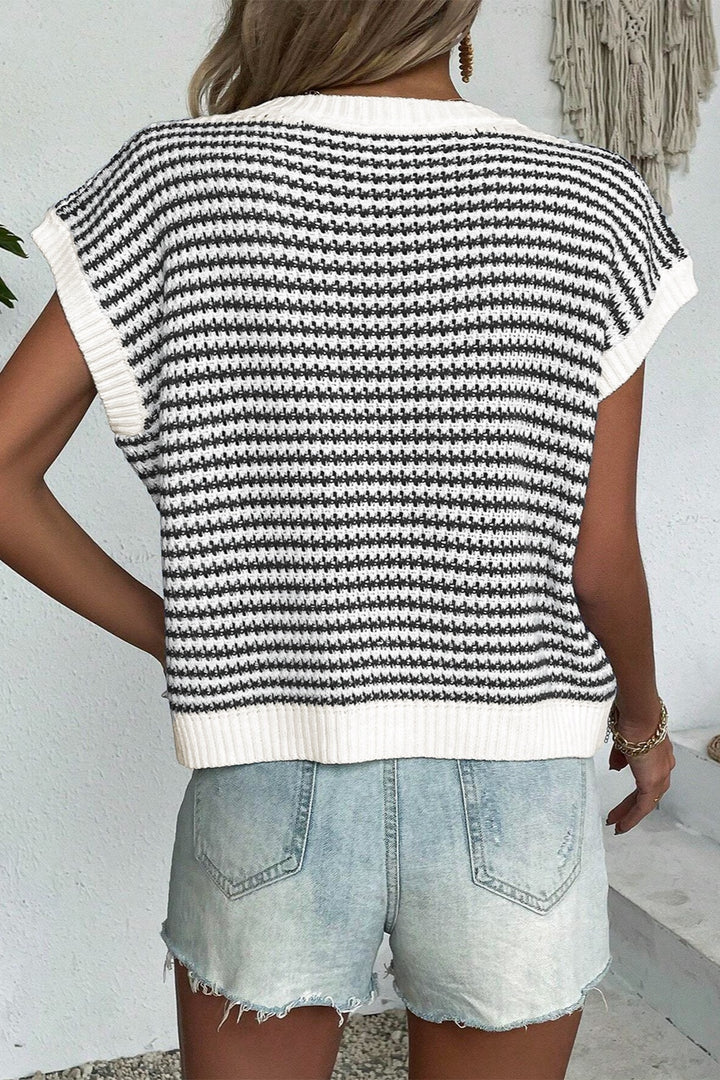 PRE-ORDER: Striped Round Neck Sweater Vest