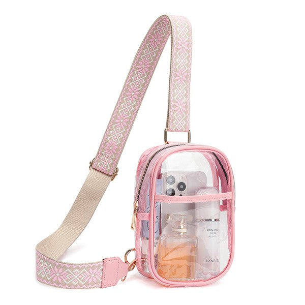 Easy Travels Clear Stadium Sling Crossbody Bag