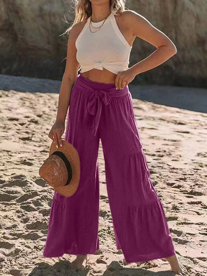 PRE-ORDER: Tied Ruched Wide Leg Pants