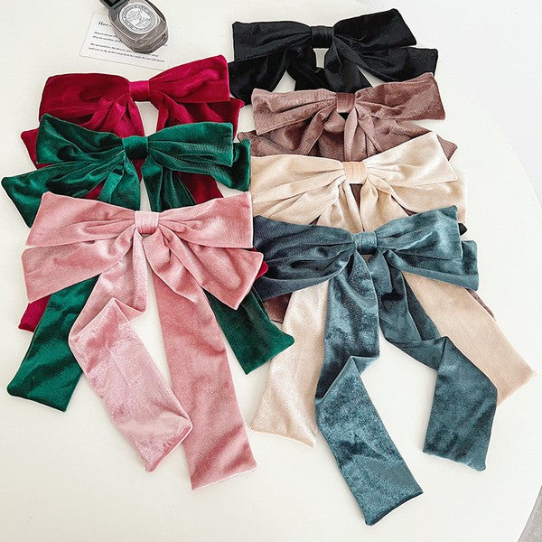 Clip Velvet Long Barrette Hair Bows