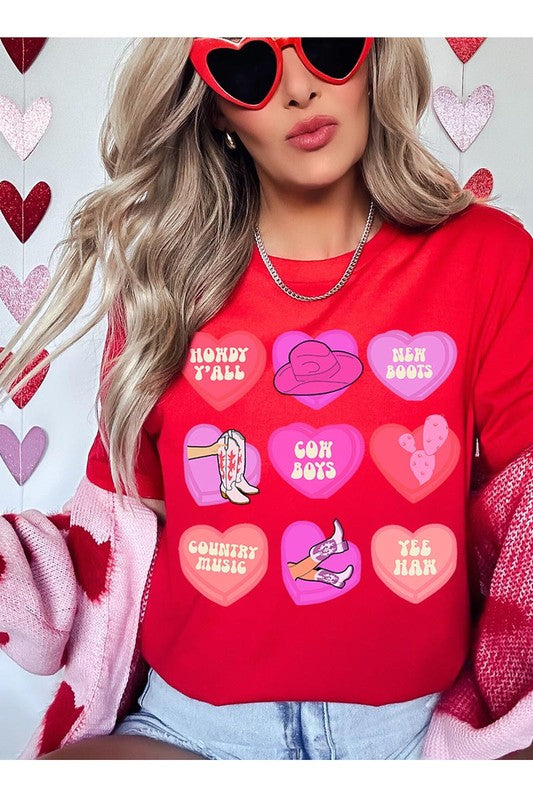 VALENTINES WESTERN HEARTS UNISEX SHORT SLEEVE