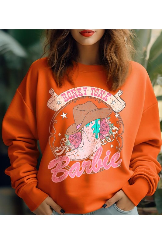 Barbie Cowboy Hat Roses Graphic Fleece Sweatshirts