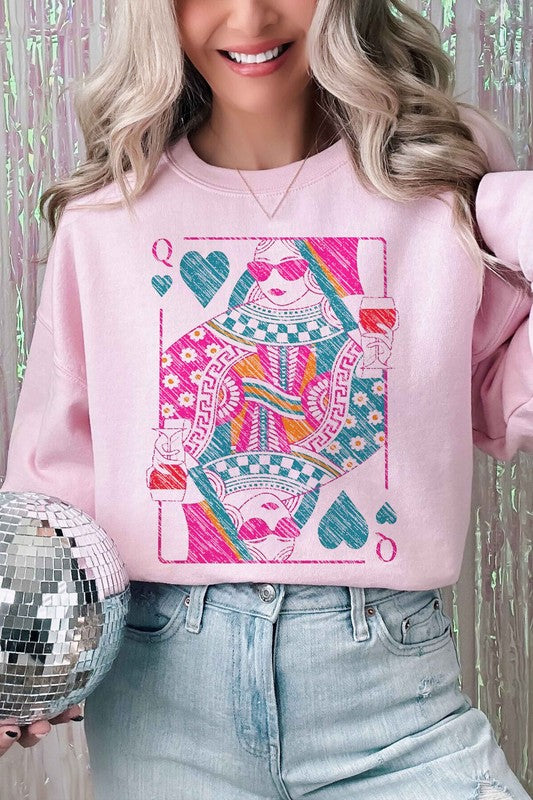 QUEEN OF HEARTS GRAPHIC SWEATSHIRT