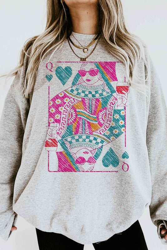 QUEEN OF HEARTS GRAPHIC SWEATSHIRT