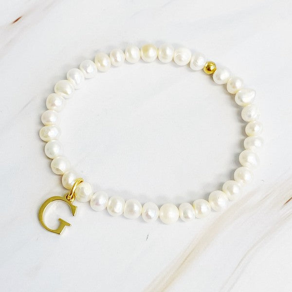 Freshwater Pearl Initial Charm Bracelet