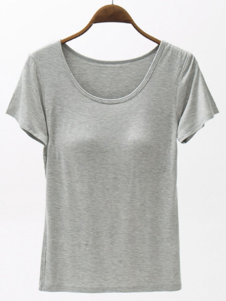 PRE-ORDER: Round Neck Modal T-Shirt with Bra