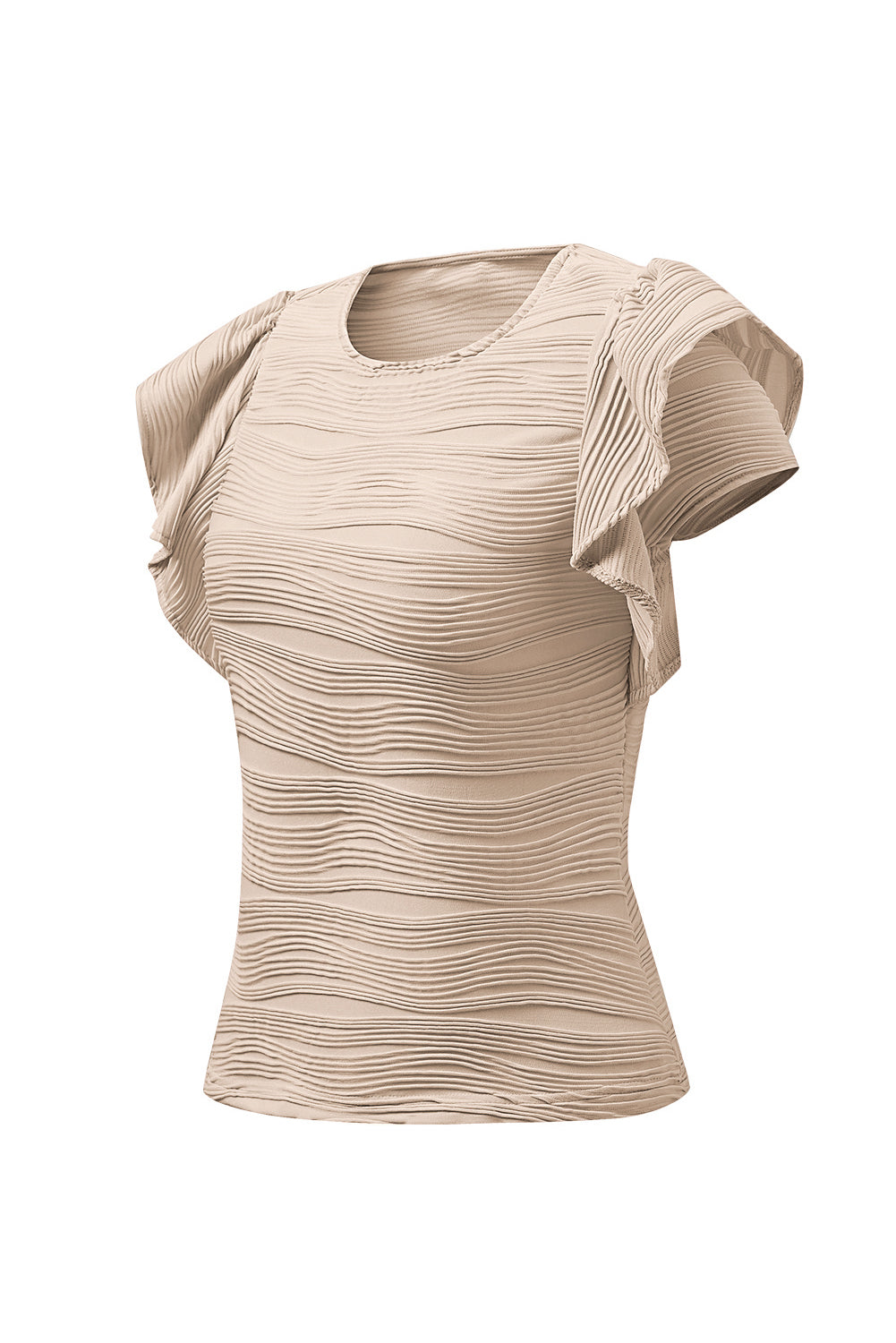 PRE-ORDER: Textured Round Neck Cap Sleeve Top