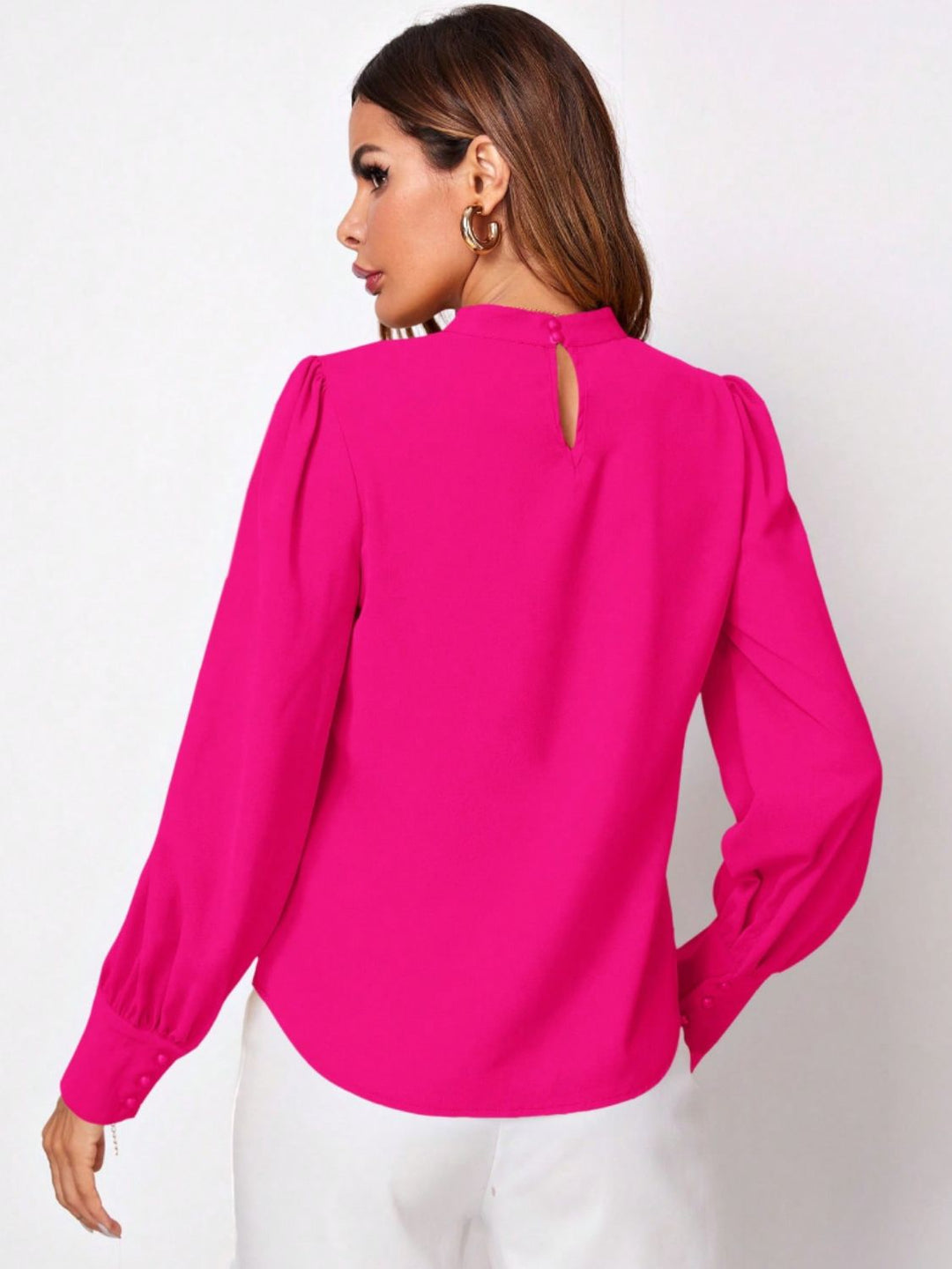 PRE-ORDER: Ruched Mock Neck Long Sleeve Blouse