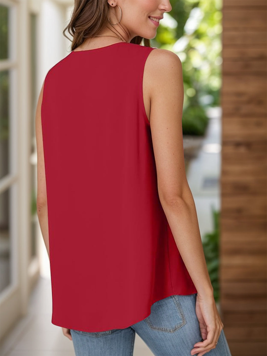 PRE-ORDER: Full Size Ruched V-Neck Tank