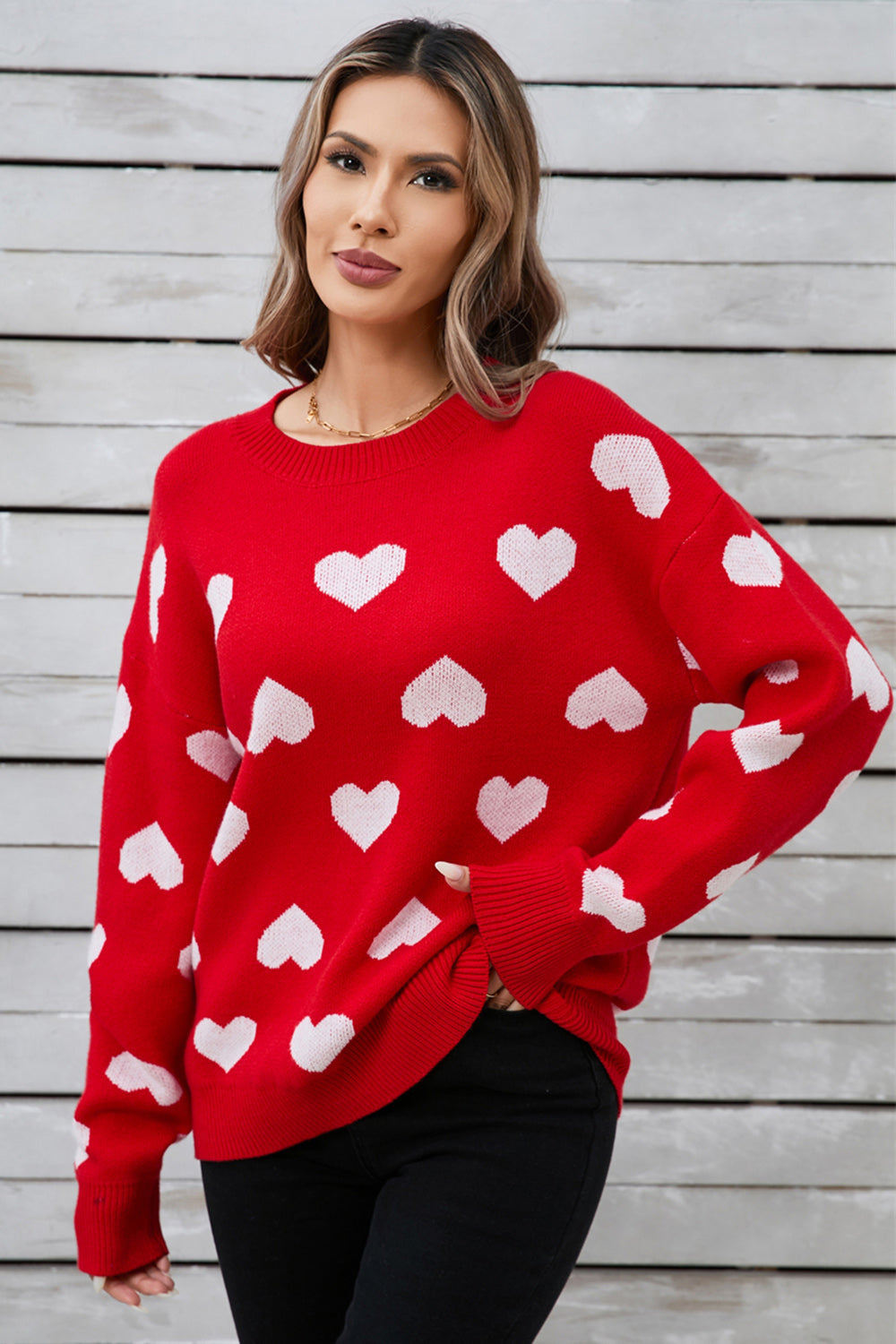 PRE-ORDER: Angel Wings Heart Round Neck Long Sleeve Sweater