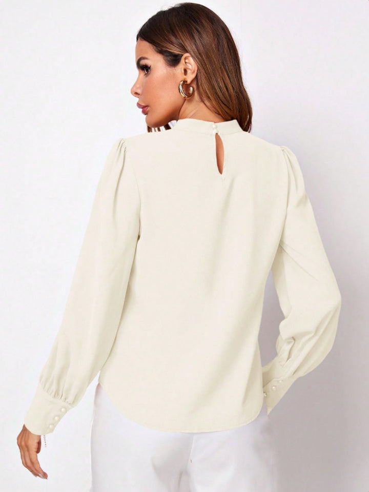 PRE-ORDER: Ruched Mock Neck Long Sleeve Blouse