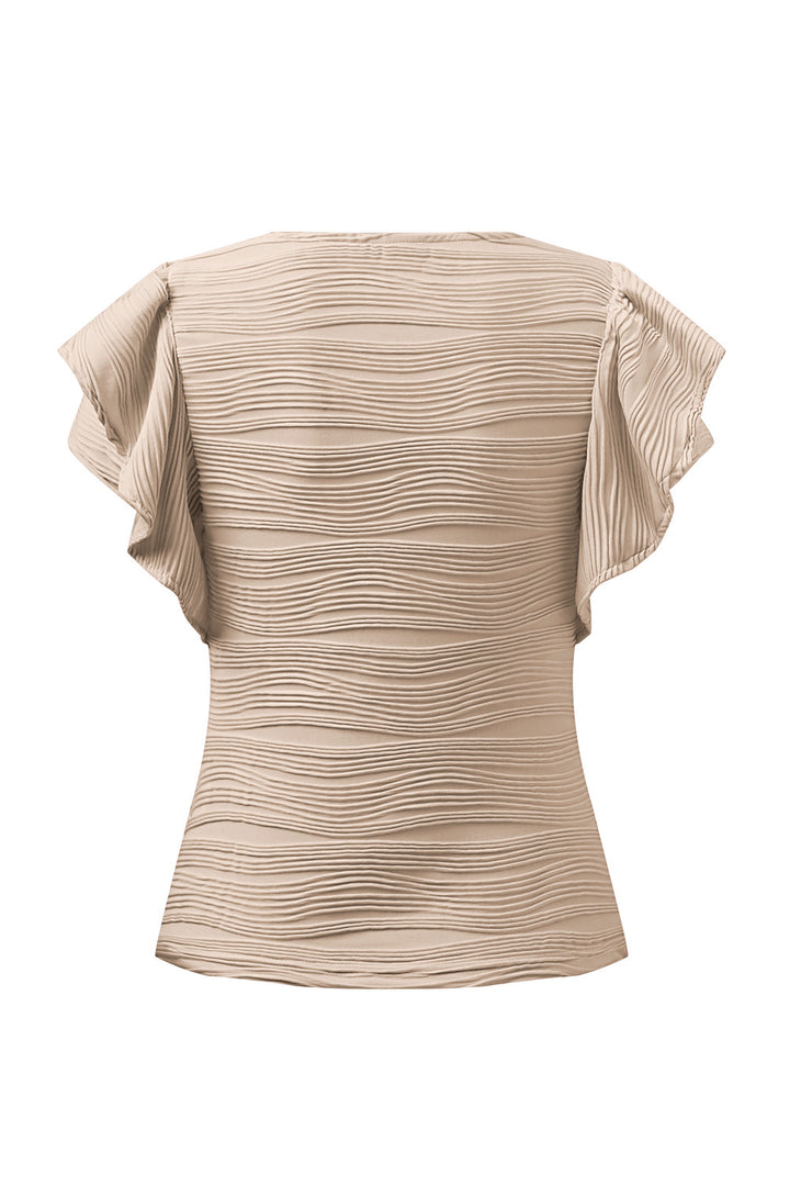 PRE-ORDER: Textured Round Neck Cap Sleeve Top