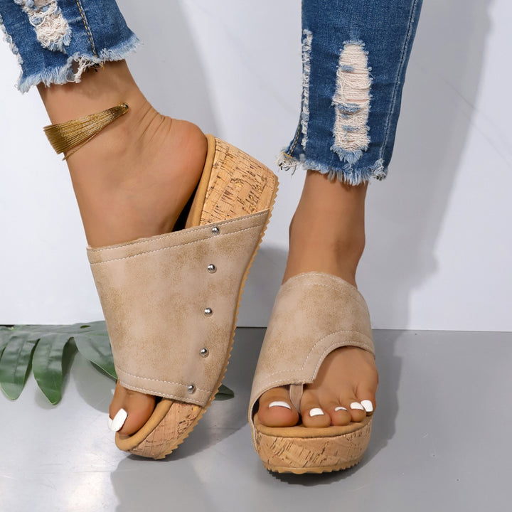 PRE-ORDER: PU Leather Wedge Sandals