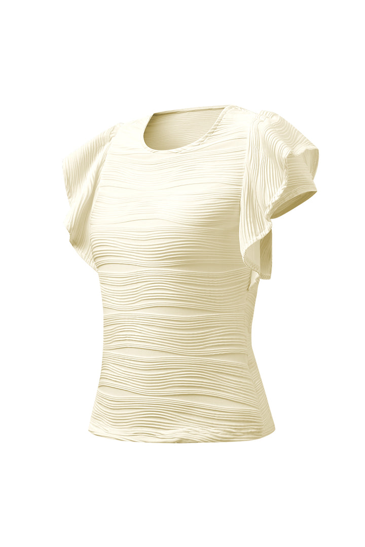 PRE-ORDER: Textured Round Neck Cap Sleeve Top