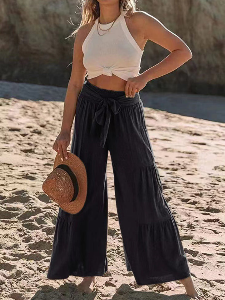 PRE-ORDER: Tied Ruched Wide Leg Pants