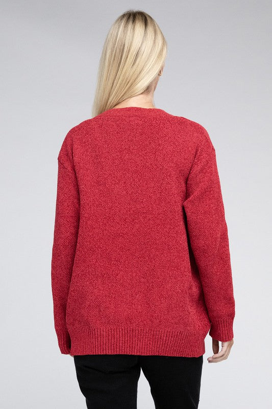 Melange Open Front Sweater Cardigan