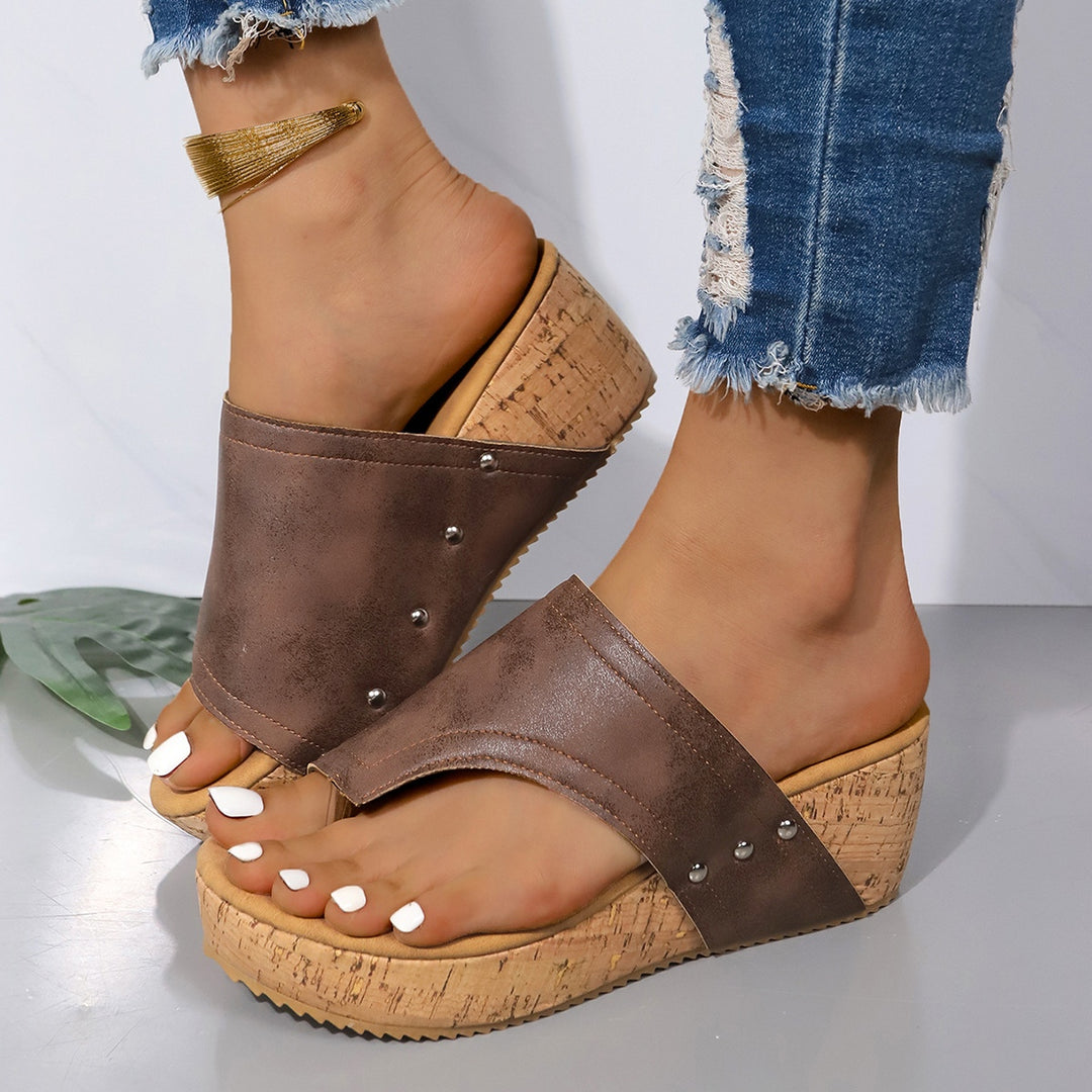 PRE-ORDER: PU Leather Wedge Sandals