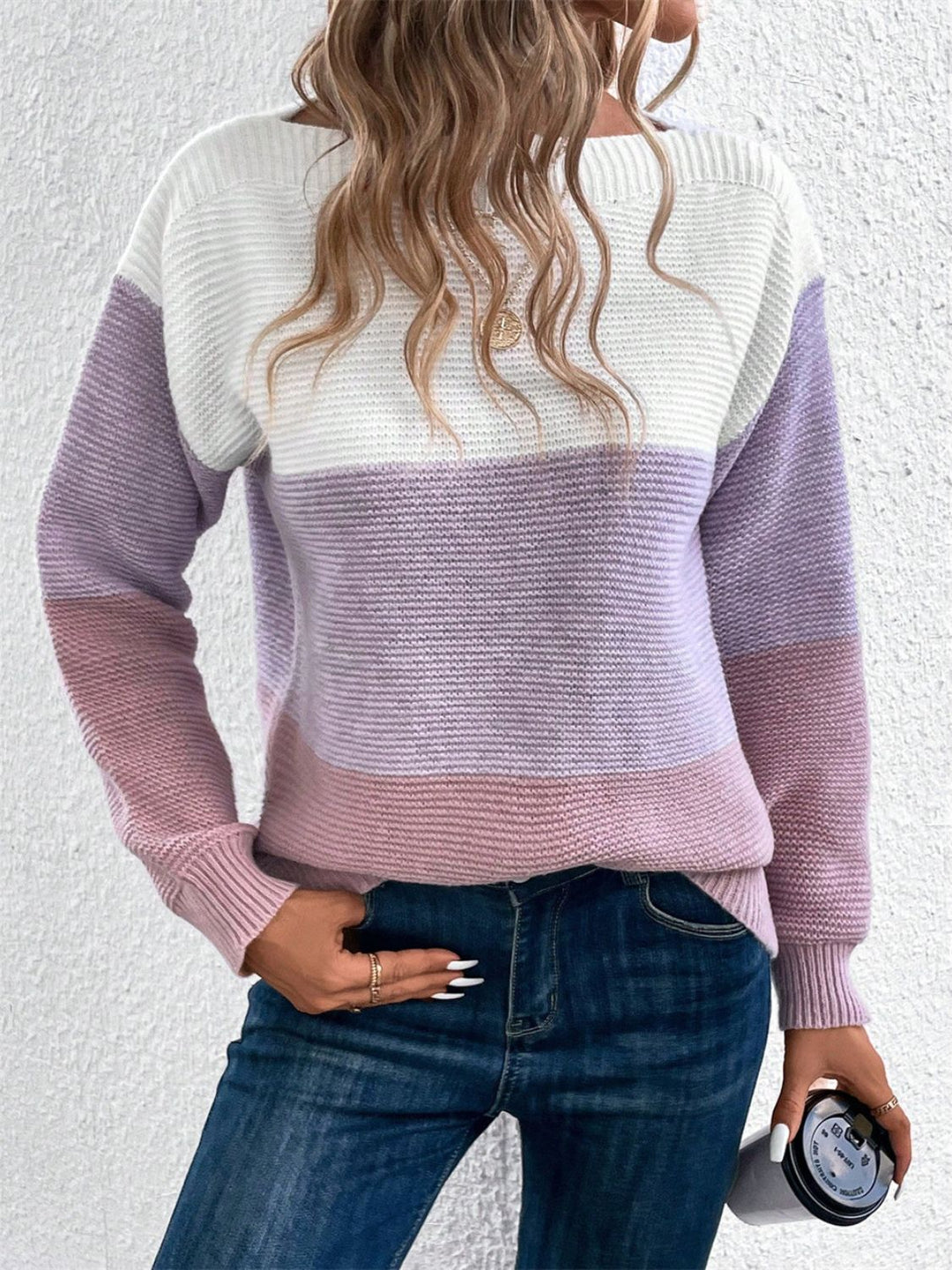 PRE-ORDER: Color Block Drop Shoulder Long Sleeve Sweater