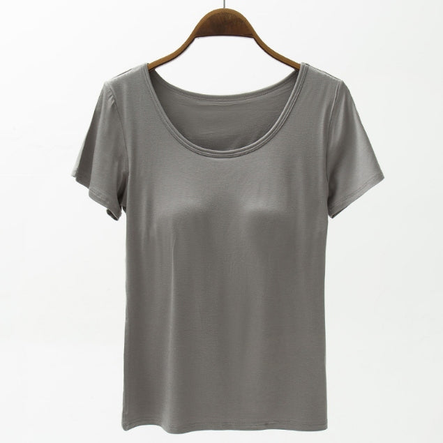 PRE-ORDER: Round Neck Modal T-Shirt with Bra