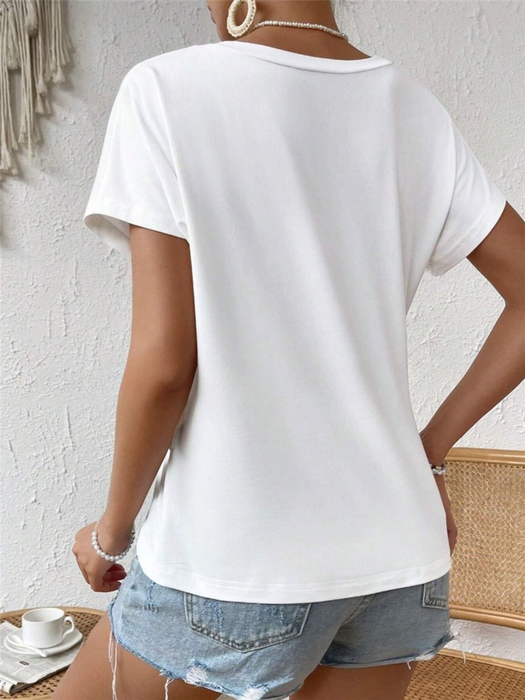 PRE-ORDER: Asymmetric Hem Round Neck T-Shirt