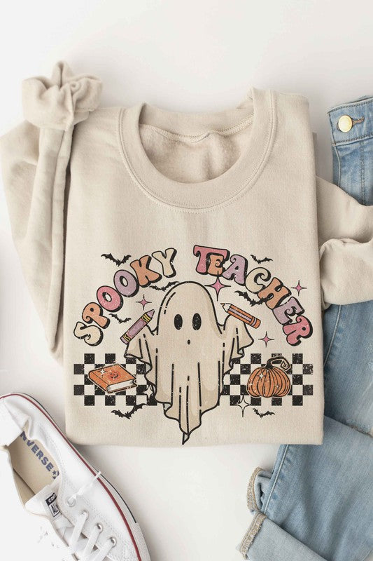 SPOOKY TEACHER CHECKER GHOST Graphic Sweatshirt