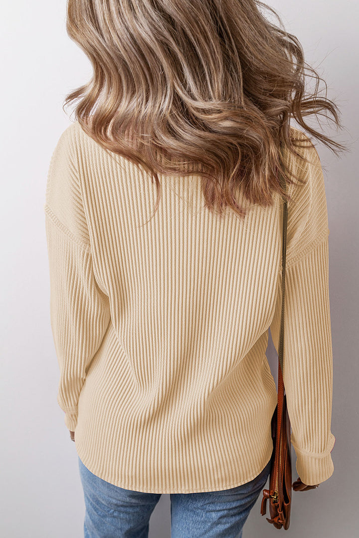 PRE-ORDER: Pocketed Round Neck Long Sleeve Top