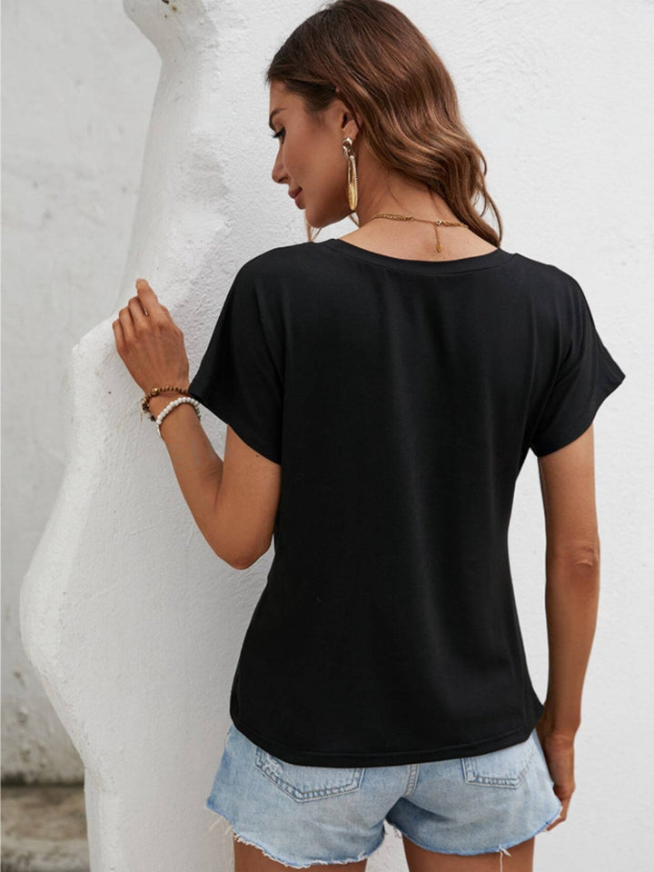 PRE-ORDER: Asymmetric Hem Round Neck T-Shirt