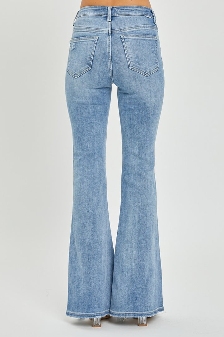 PRE-ORDER: Risen Full Size High Rise Frayed Hem Flare Jeans