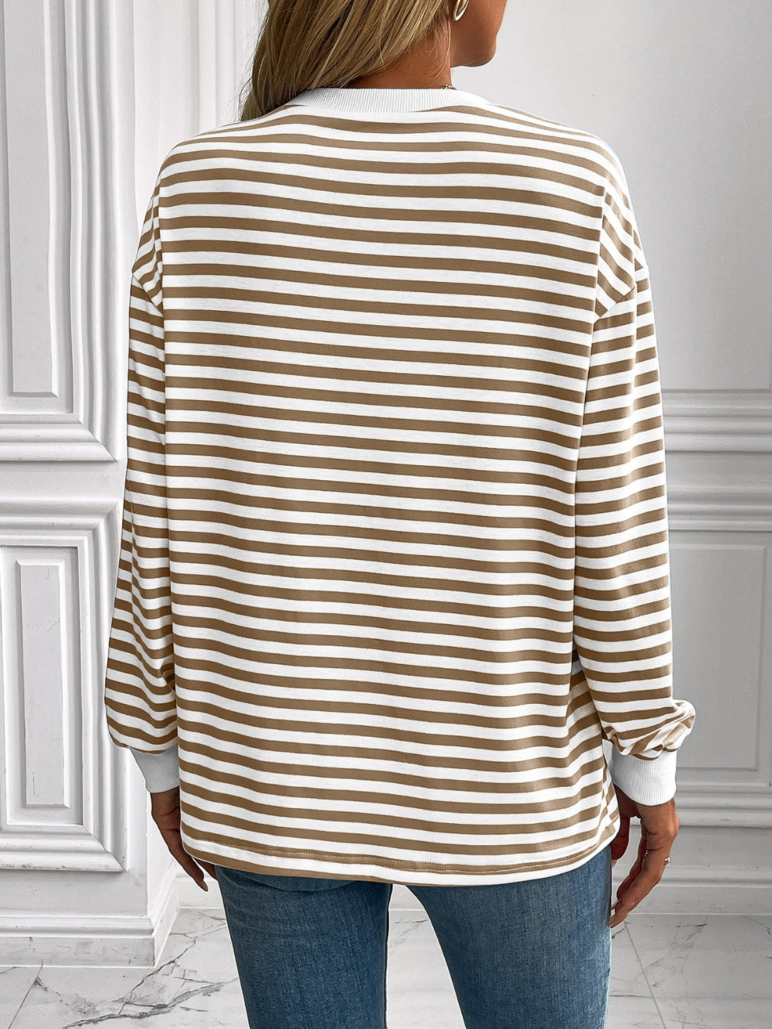 PRE-ORDER: Ivy Lane Striped Round Neck Long Sleeve Sweatshirt