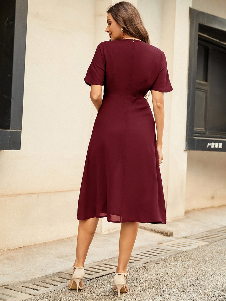 PRE-ORDER: Round Neck Short Sleeve Midi Dress