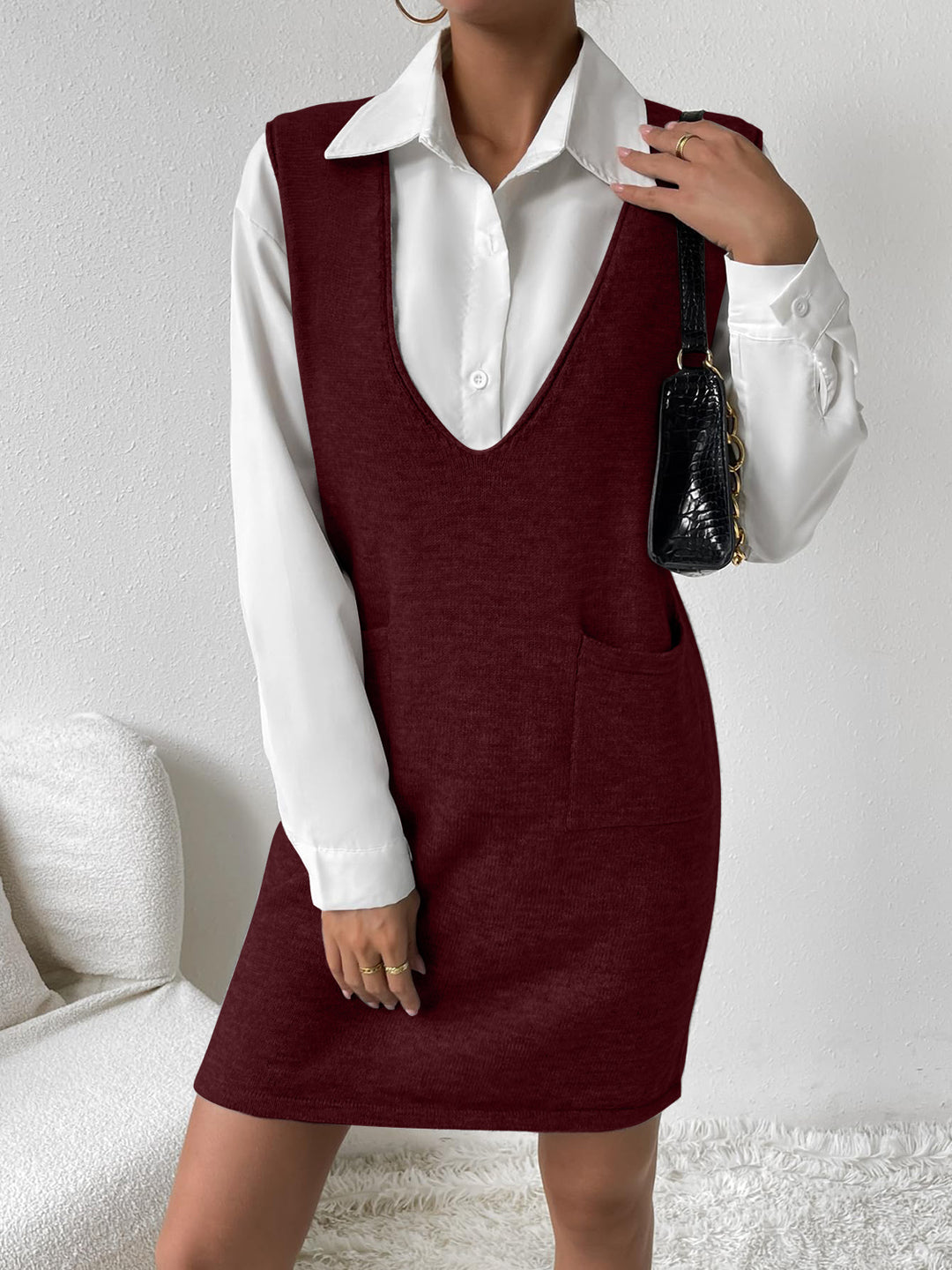 v neck sleeveless sweater dress Cicy Bell Womens Oversized Vest Fall Trendy Casual Knit Cable Mini Dresses Black at Amazon Women's Clothing store Dress it up with boots or keep it cozy with tights or leggings and flats for effortless fall style PRE-ORDER: V-Neck Sleeveless Sweater Dress