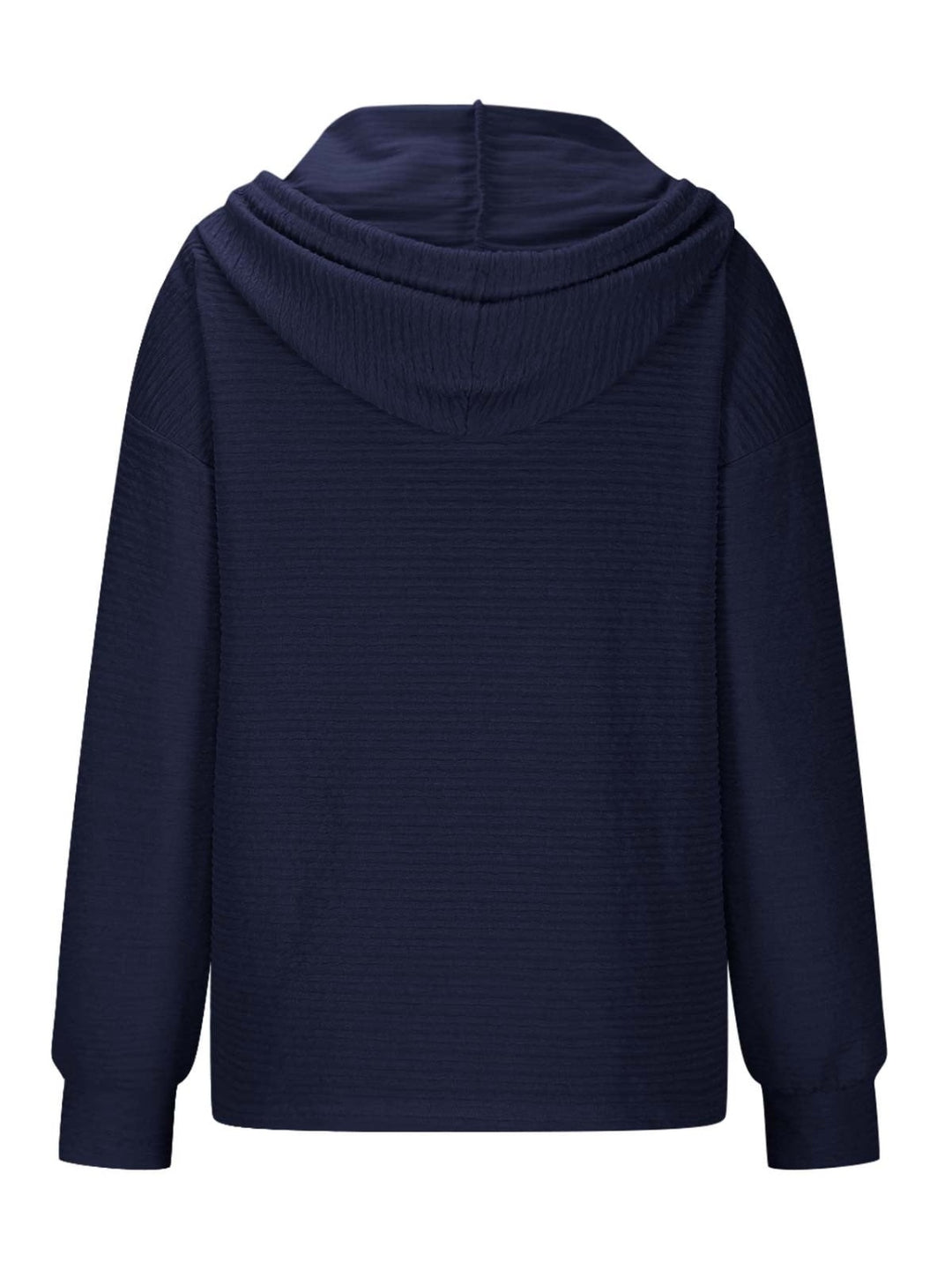 PRE-ORDER: Drawstring Quarter Button Long Sleeve Hoodie