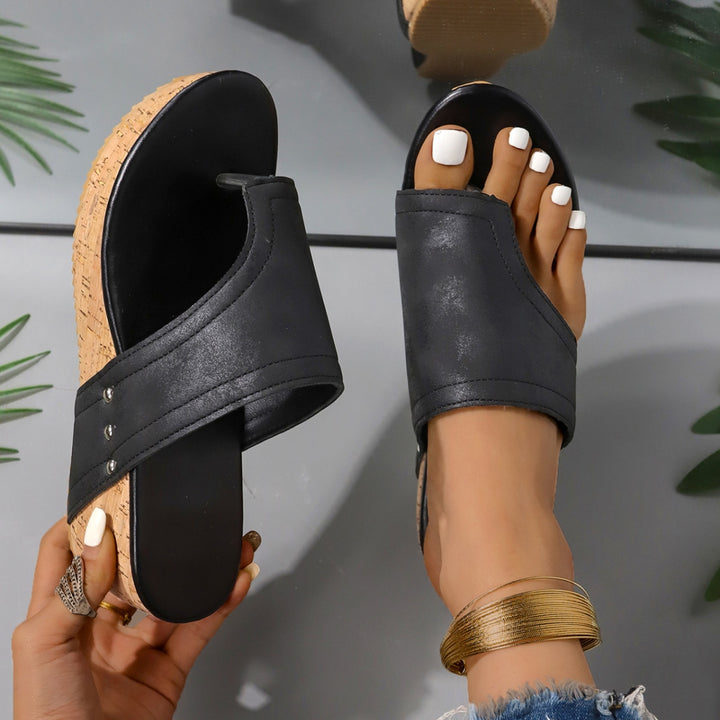 PRE-ORDER: PU Leather Wedge Sandals