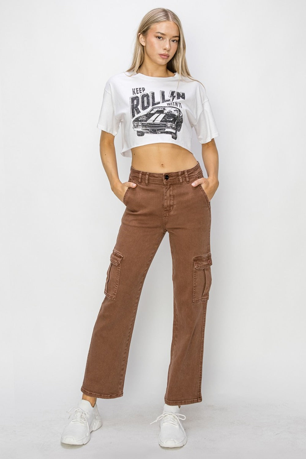 PRE-ORDER: Risen Full Size High Rise Cargo Jeans