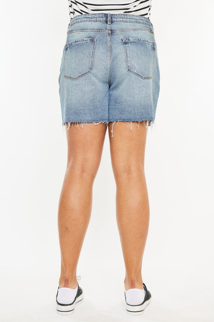 PRE-ORDER: Kancan Full Size Raw Hem High Waist Denim Shorts