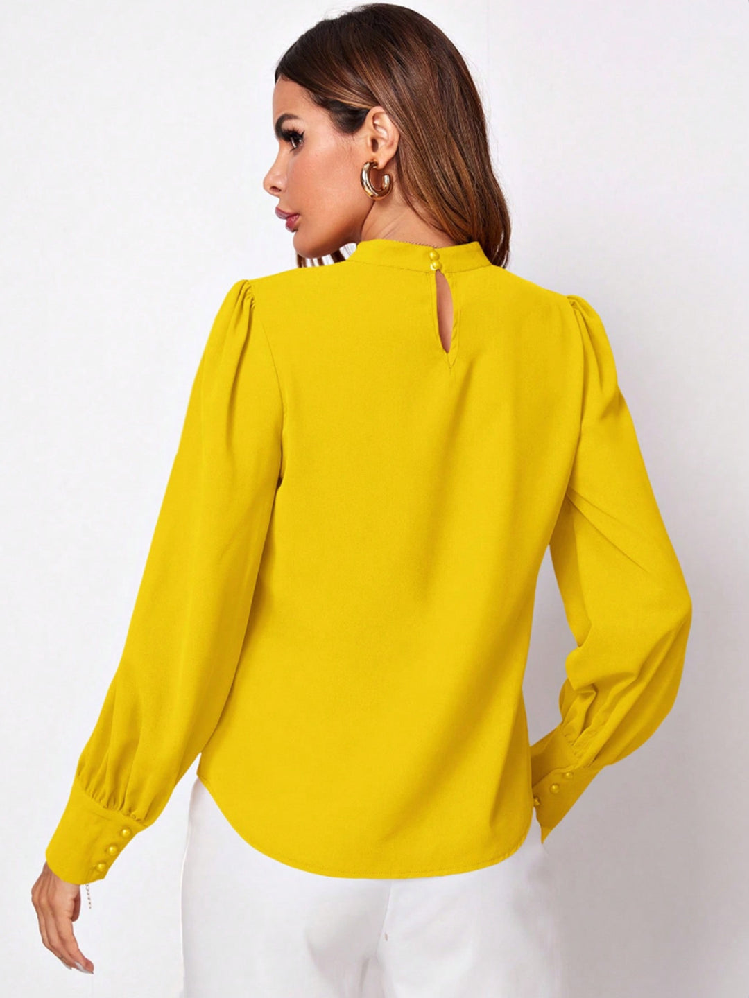 PRE-ORDER: Ruched Mock Neck Long Sleeve Blouse