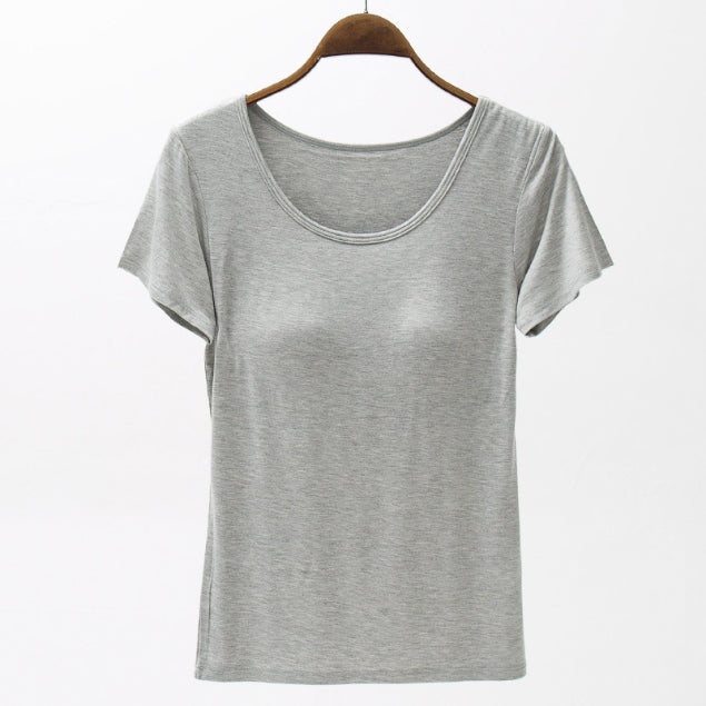 PRE-ORDER: Round Neck Modal T-Shirt with Bra